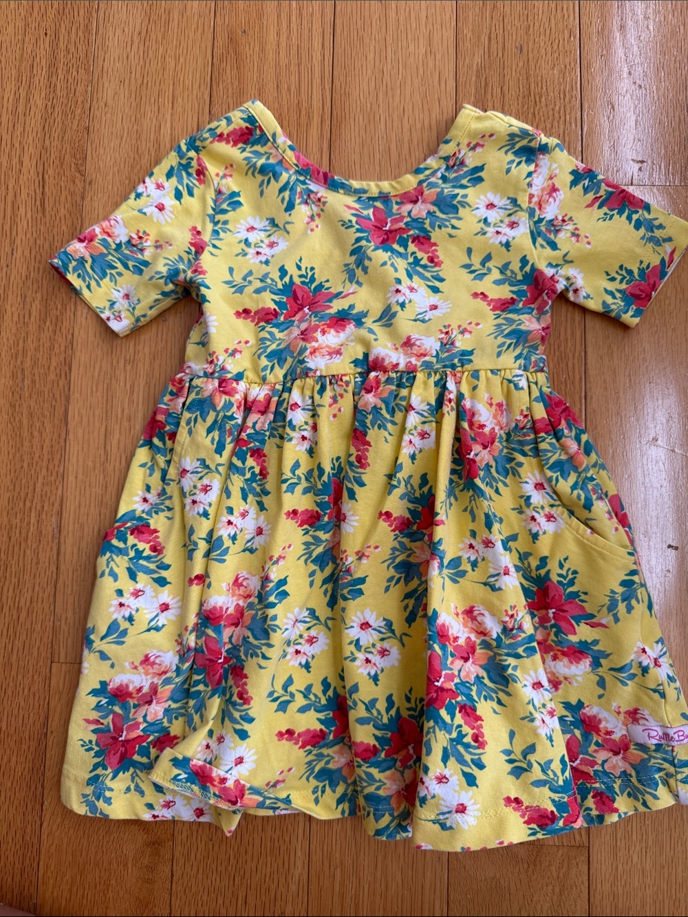 Ruffle Butts Yellow Floral Pocket Dress girls 2T